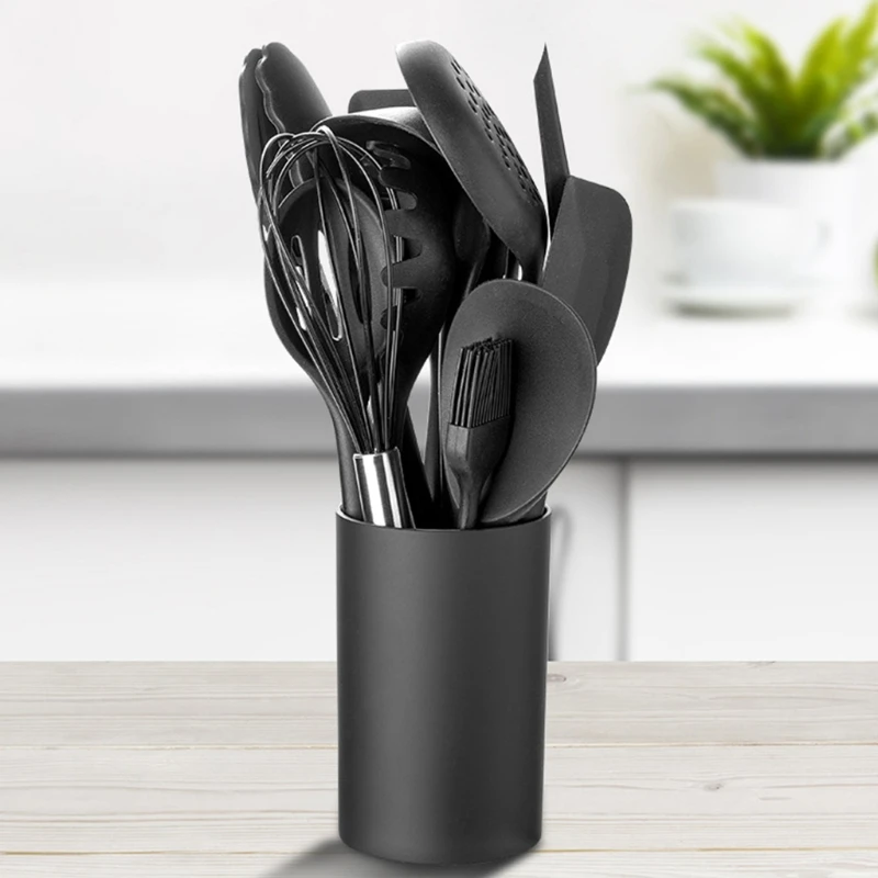 Set Da 2 Portautensili In Ceramica Bianca 17 Cm E 13 Cm, Design Contemporaneo Con Bocca Placcata Oro, Per Cucina, Posate E Decorazione