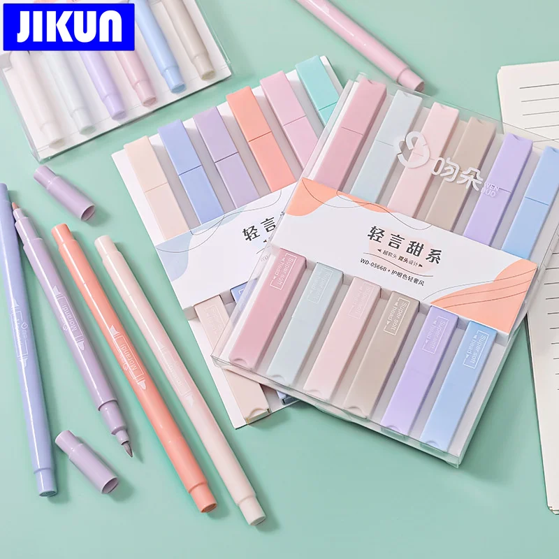 하이라이터 펜 파스텔 컬러 귀여운 문구, 학생 학교 매직 스케치, 그래피티 곡선 라이너 마커