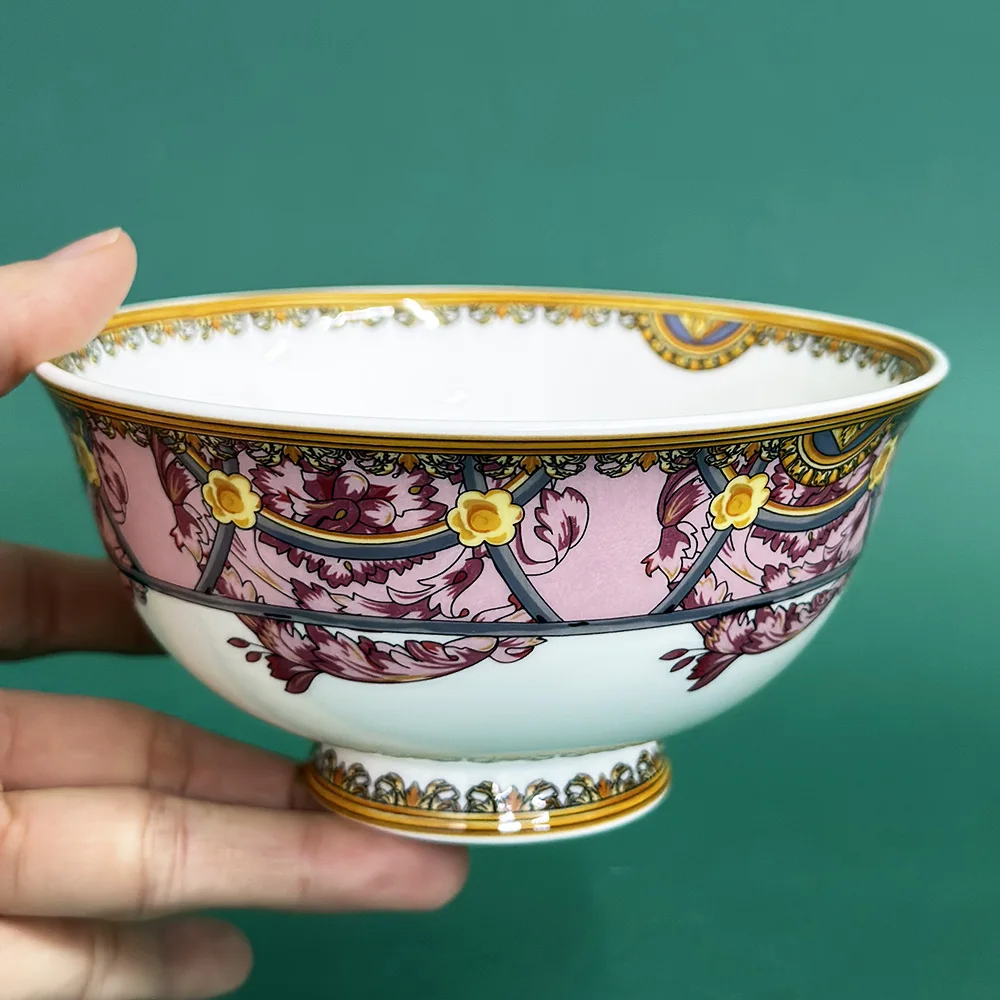 

4 Pcs Dining Room Bowl Ceramic Tableware 4.5*inch Deep Bone China Porcelain Dinnerware Rice bowl ceramic bowl