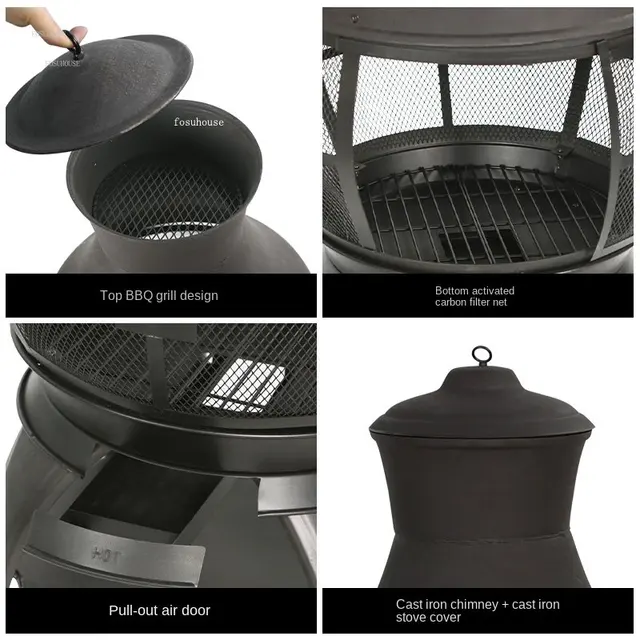 Villa Kültéri Teraszfűtők Faszén Tűz Fa Kályha Egyszerű Brazier Fűtőberendezés Otthoni Európai Piknik Barbecue - Image 4