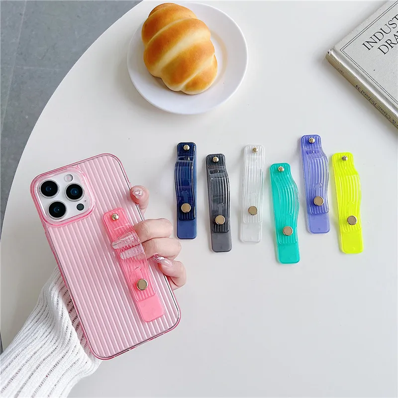 Clear Mobile Phone Holder Stand Push Pull Wrist Band Hand Finger Grip Phone Socket Holder Ring Sticker For Iphone 17 Accessories