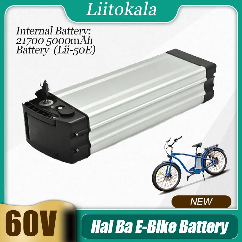 LiitoKala HaiBa 60V eBike Battery Seat Tube 15Ah 20Ah 25Ah 21700 5000mAh Cell 500w 1000w 1200W For Electric Bike Battery PACK