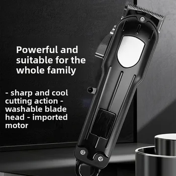 Professional Digital Display Hair Clipper – Cordless T-Blade Trimmer with Type-C Fast Charging