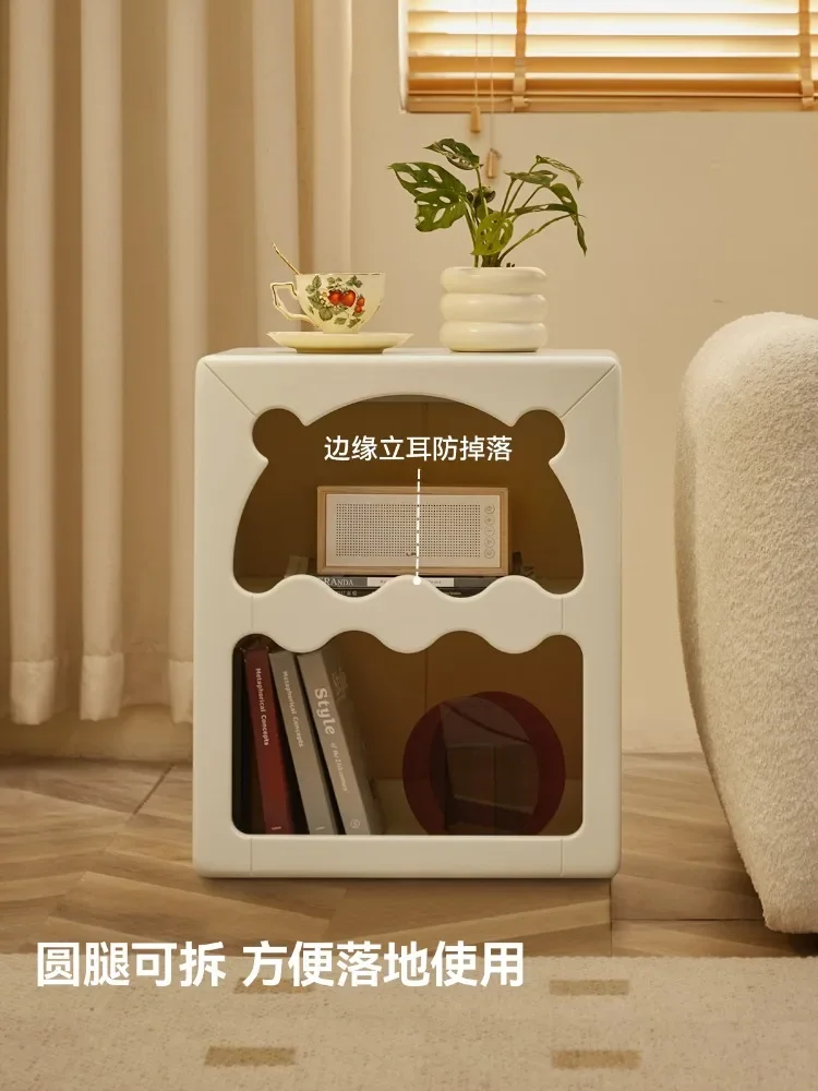 *Solid Wood Children's Bedside Table, Bedroom White Cream Wind Creative Bedside Storage Locker
