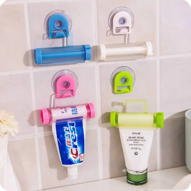 Hanging Useful Squeezer Toothpaste Tube Holder Rolling Dispenser Plastic 
