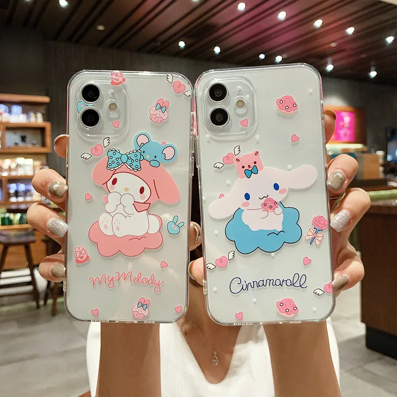 Kawaii Sanrio Iphone Case My Melody Cinnamoroll Cartoon Adatto Iphonexr 12 13 14Pro Max Cute Beauty Case Toys For Girls Gift