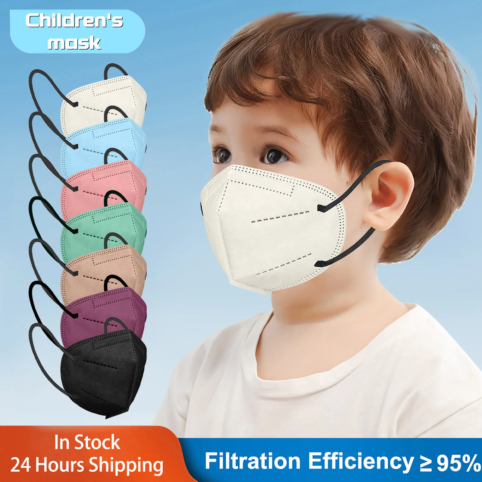 10/50pcs Children's 5ply Fish Face Mask Pure Color Outdoor Prevention Disposable Masks Mascarillas Ninos Halloween Cosplay |