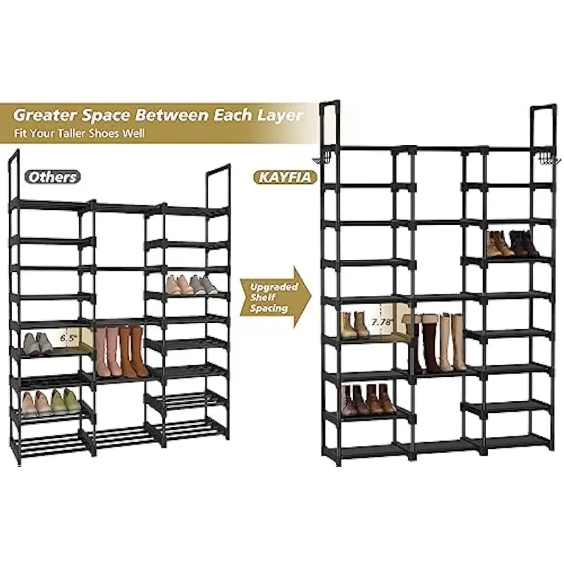 

Shoe Rack Metal Shoe Rack Large Capacity 4 Rows 8 Tier 56-64 Pairs Shoes Boots Storage Organizer Furniture Living Room Home