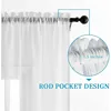 4 Panels White Sheer Curtains 108 inches Long Rod Pocket Semi Sheer Curtain Translucency Balance Privacy Voile Window Drapes 3