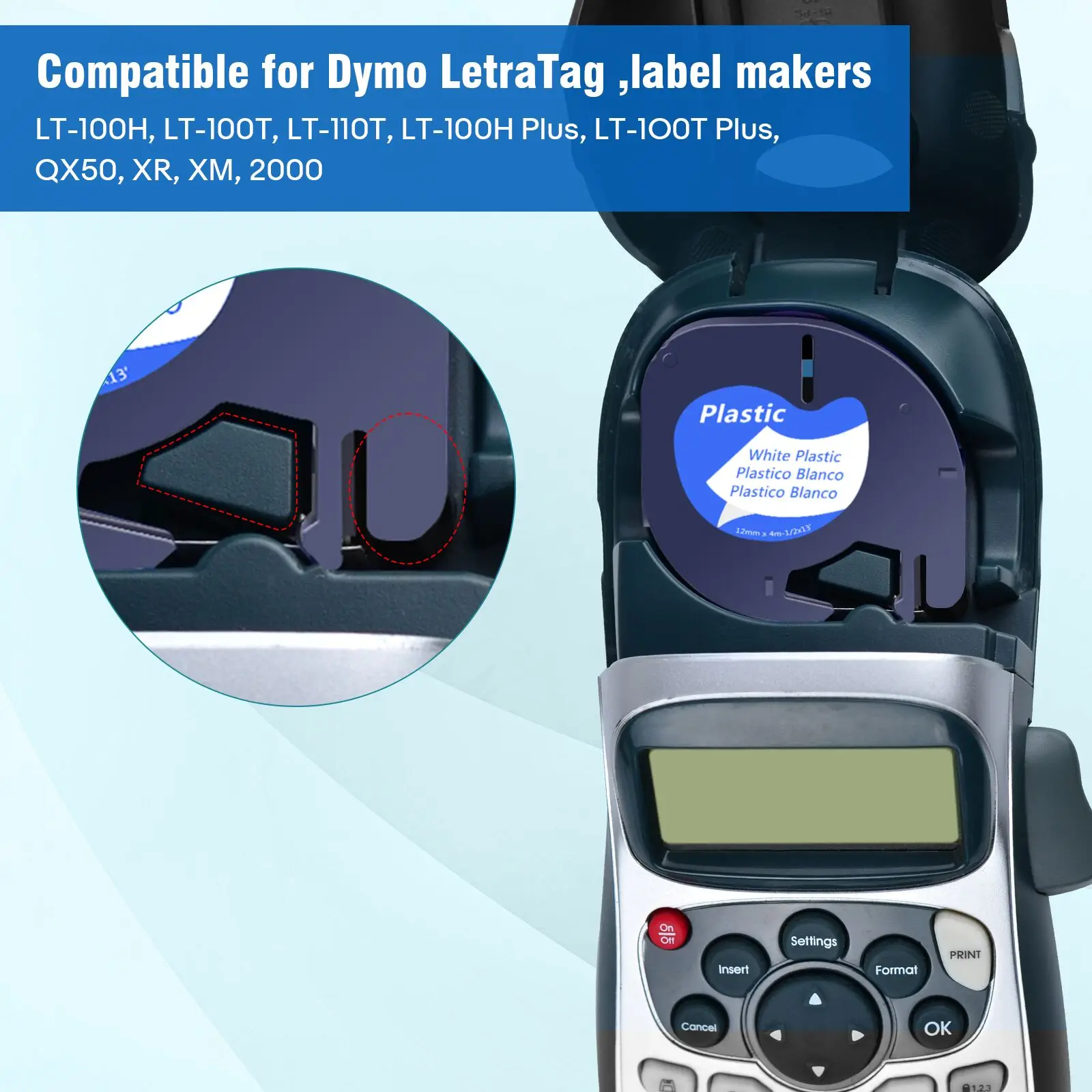 91331 16952 Compatible Dymo Letratag 12mm Plastic Label Paper Tape Fabric White LetraTag LT-100H Labelmaker 200B QX50 label tape