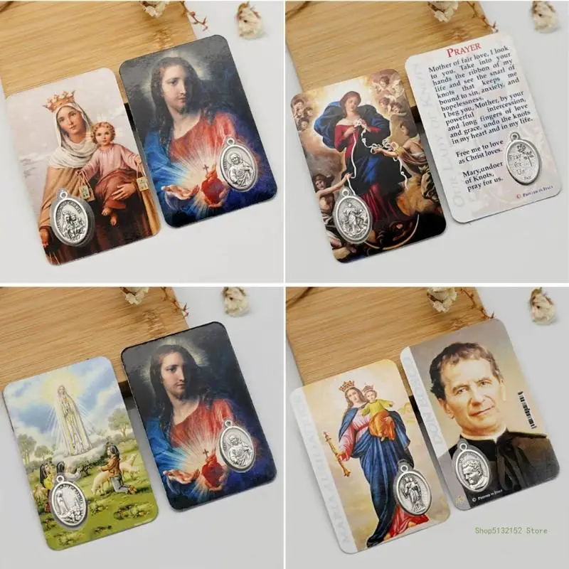 QX2E Italian Historical Figure Card Double Side Christian Character Card for Museums