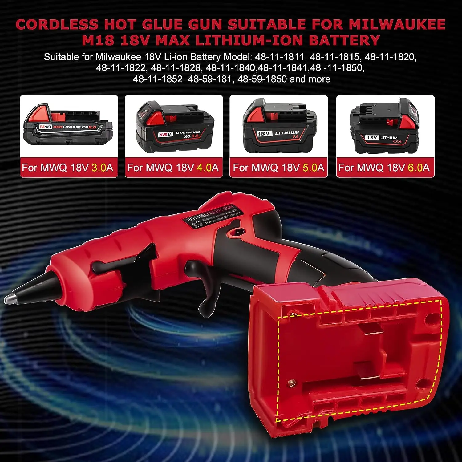 For Milwaukee M18 18/20V Cordless Hot Melt Glue Gun with 2A 18V Li-ion  Battery 30 Pcs Glue Gun Sticks Power Tool