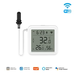 Smart WiFi Temperature and Humidity Sensor with External Cable Probe - Tuya App Control (WiFi Smart Sensor)