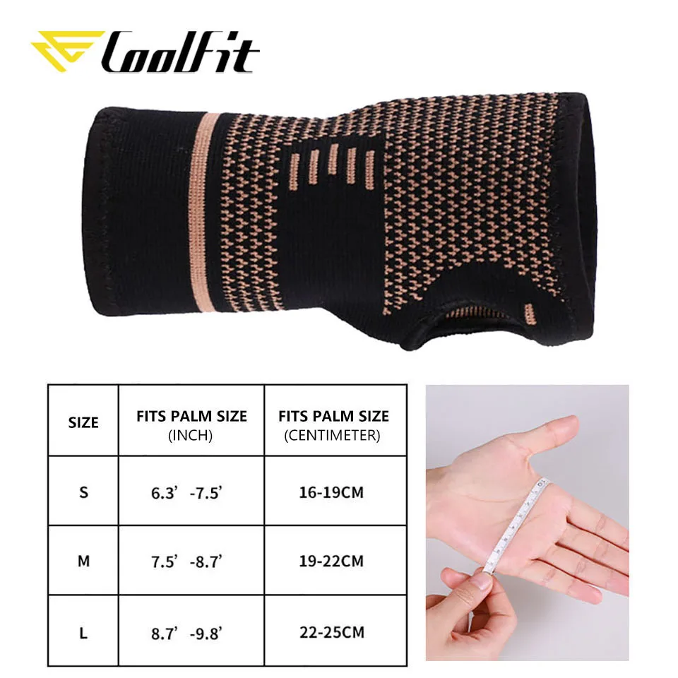 Coolfit Copper Professional Wristband Sports Compression Wrist Guard Arthritis Brace Sleeve Support Elastic Palm Hand Glove