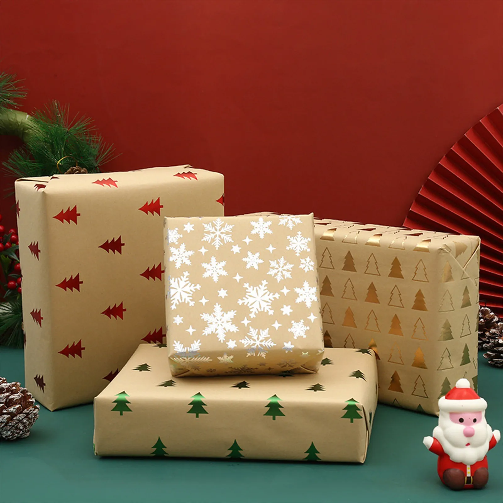 Cute Birthday Wrapping Paper Extra Long Wrapping Paper Christmas 1PCS DIY  Men's Women's Children's Christmas Wrapping Paper Holiday Gifts Wrapping  Truck Plaid Snowflake Green Baby Christmas Gift Wrap 