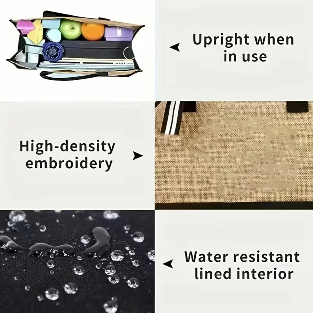 Fashion Canvas Bag Reusable Vintage Jute Bags Large Capacity Organizers Imitation Sacks Handbags for Women Garland Letter Series