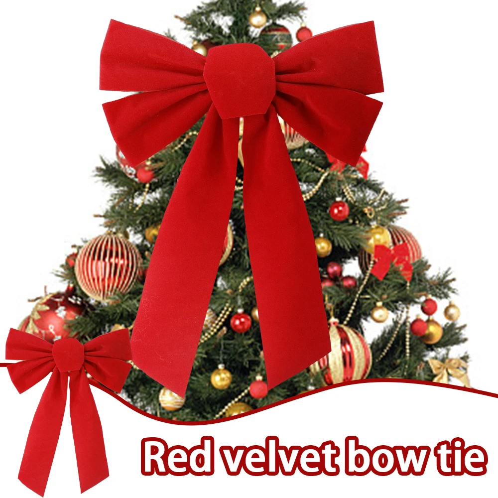 Christmas Tree Topper, Red Christmas Bow, Christmas Tree Bow, Christmas  Decorations, Red Velvet Ribbon 