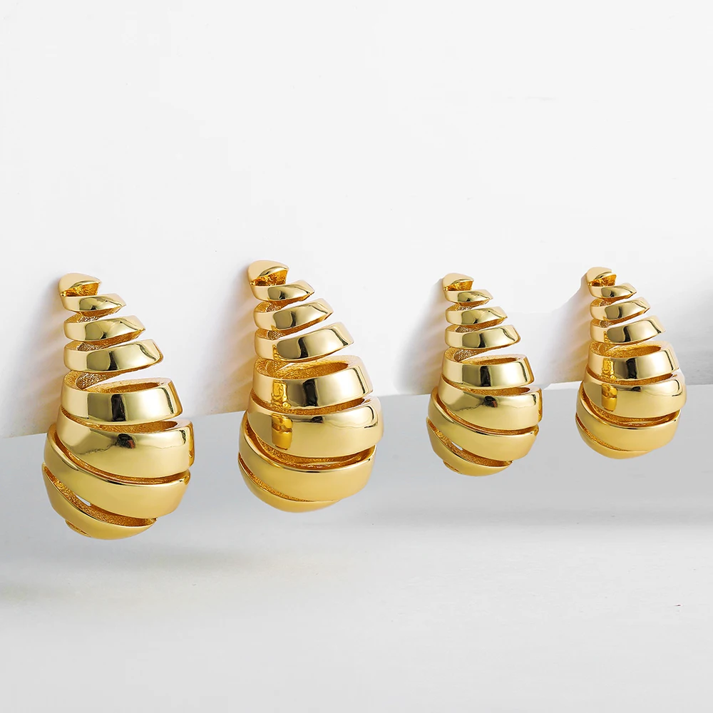 Nuovo Filo Di Acciaio Inossidabile Twisted Waterdrop Chunky Orecchini Pendenti Per Le Donne Dupes Pvd 18K Placcato Oro Teardrop Hoops Bijoux