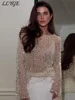 Fashion Women's Sequins Knit Hollow Out Pullovers Loose O-neck Long Sleeve Female Sweaters 2025 Spring Lady Shinny Chic Shirts 3