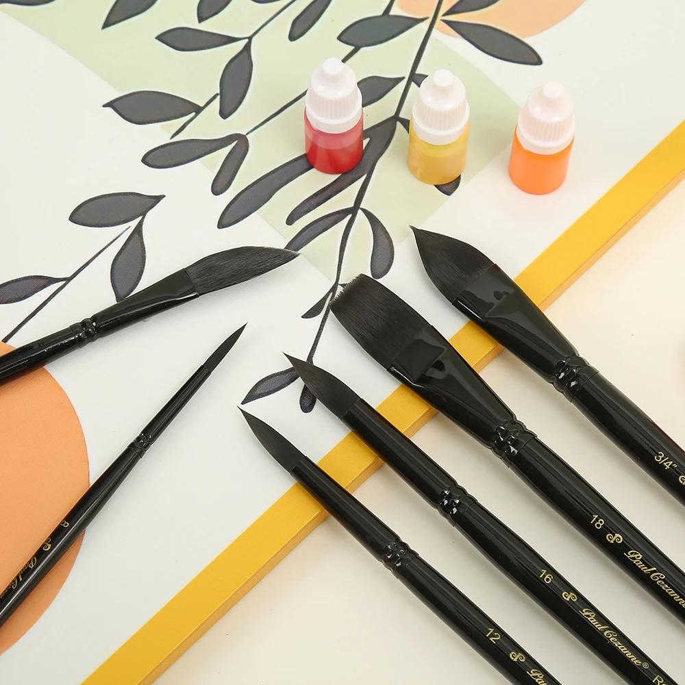 10-delige set aquarel-, olie- en acrylverfkwasten met houten handvat, nylon haren, platte punt en kattentongvorm._voghion.com