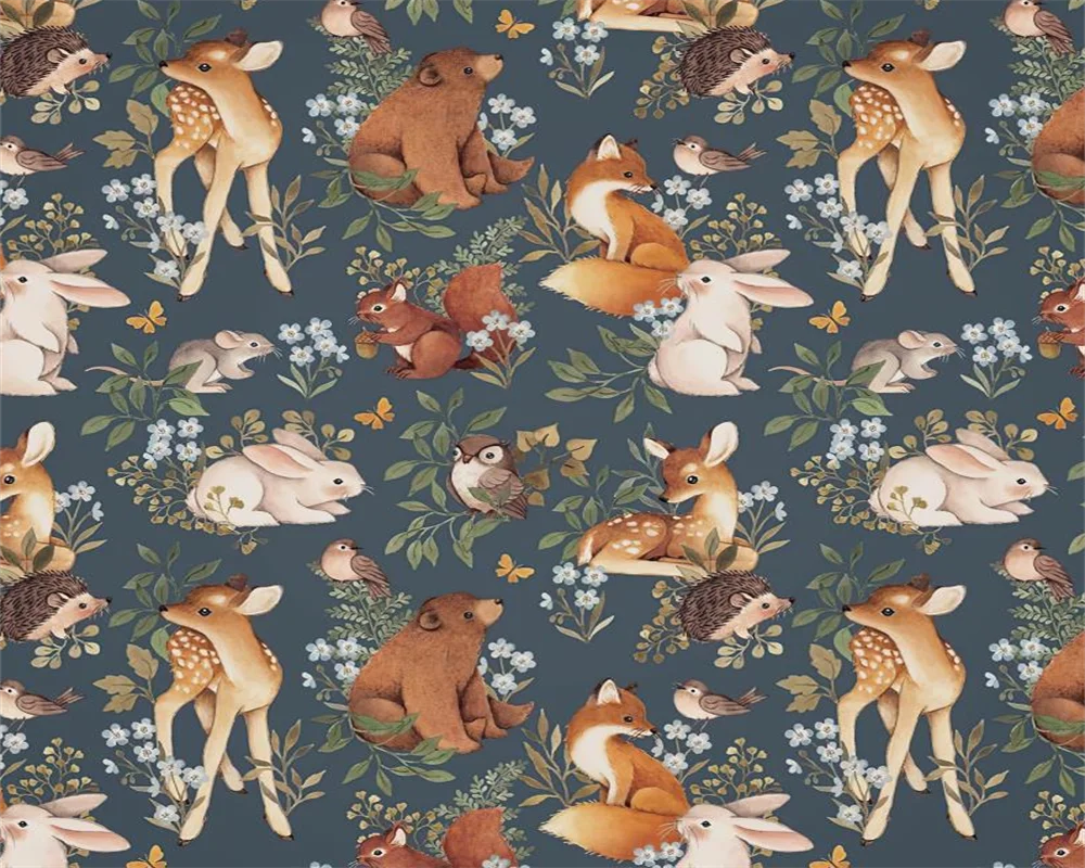 

Обои beibehang с изображением лесных животных и растений, современные комнатные обои на заказ для спальни, гостиной, ручная роспись