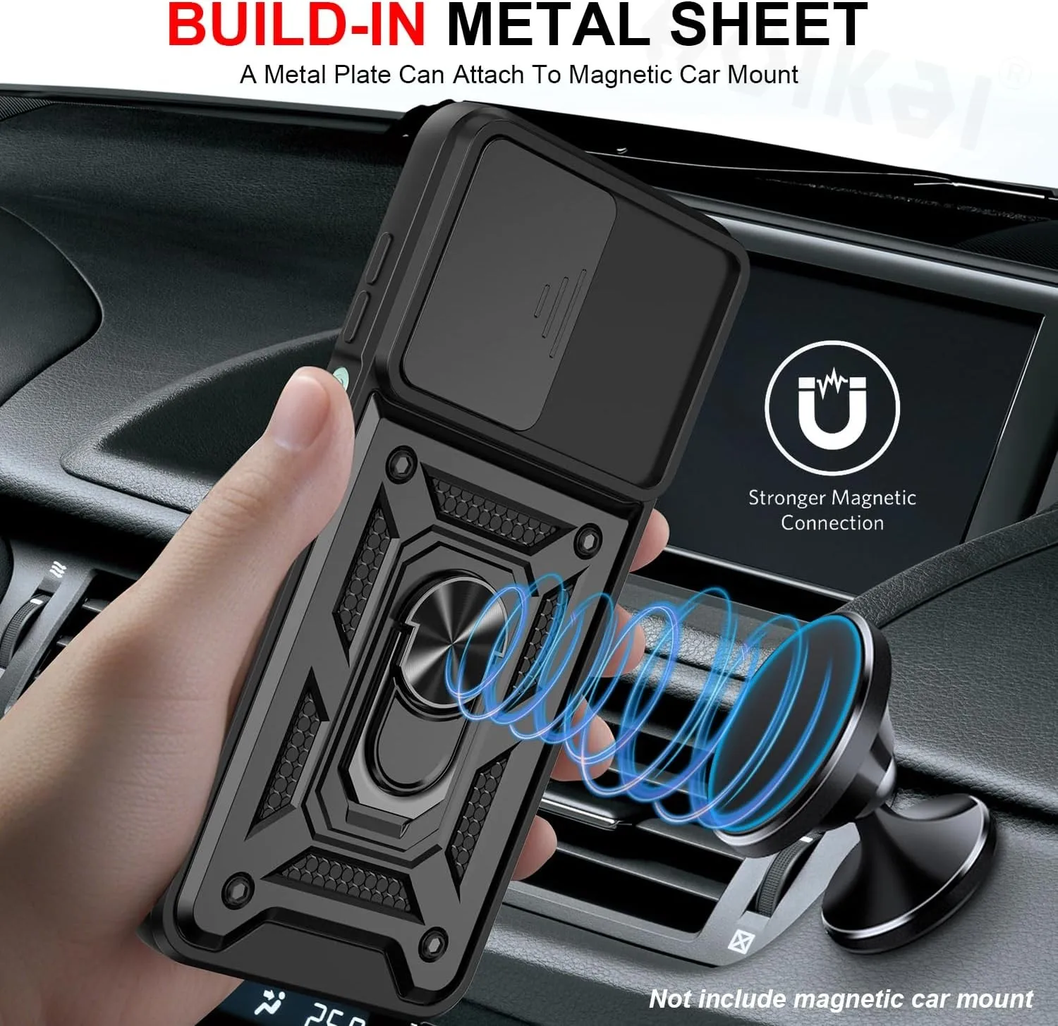 Military Grade Protective Armor Case with Slide Camera Lens and Reinforced Bumpers