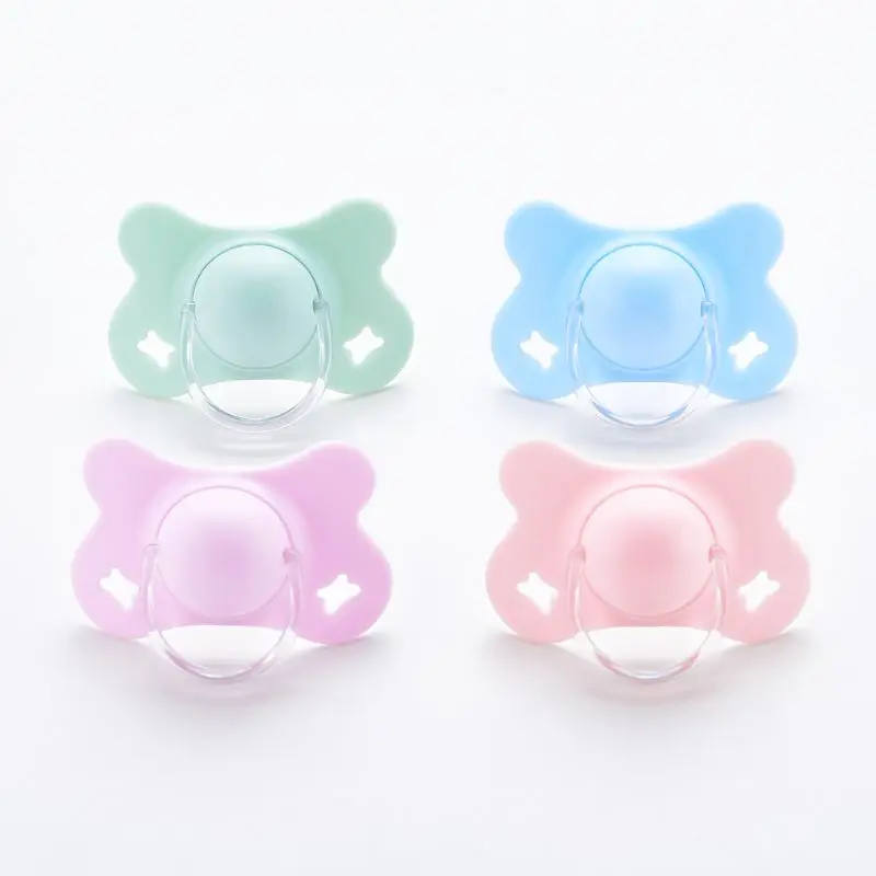 Baby Butterfly Flat Teat Silicone Sleep Pacifier Newborn Boys Girls Chew Supplies Flat Round for Head,silicone pacifier