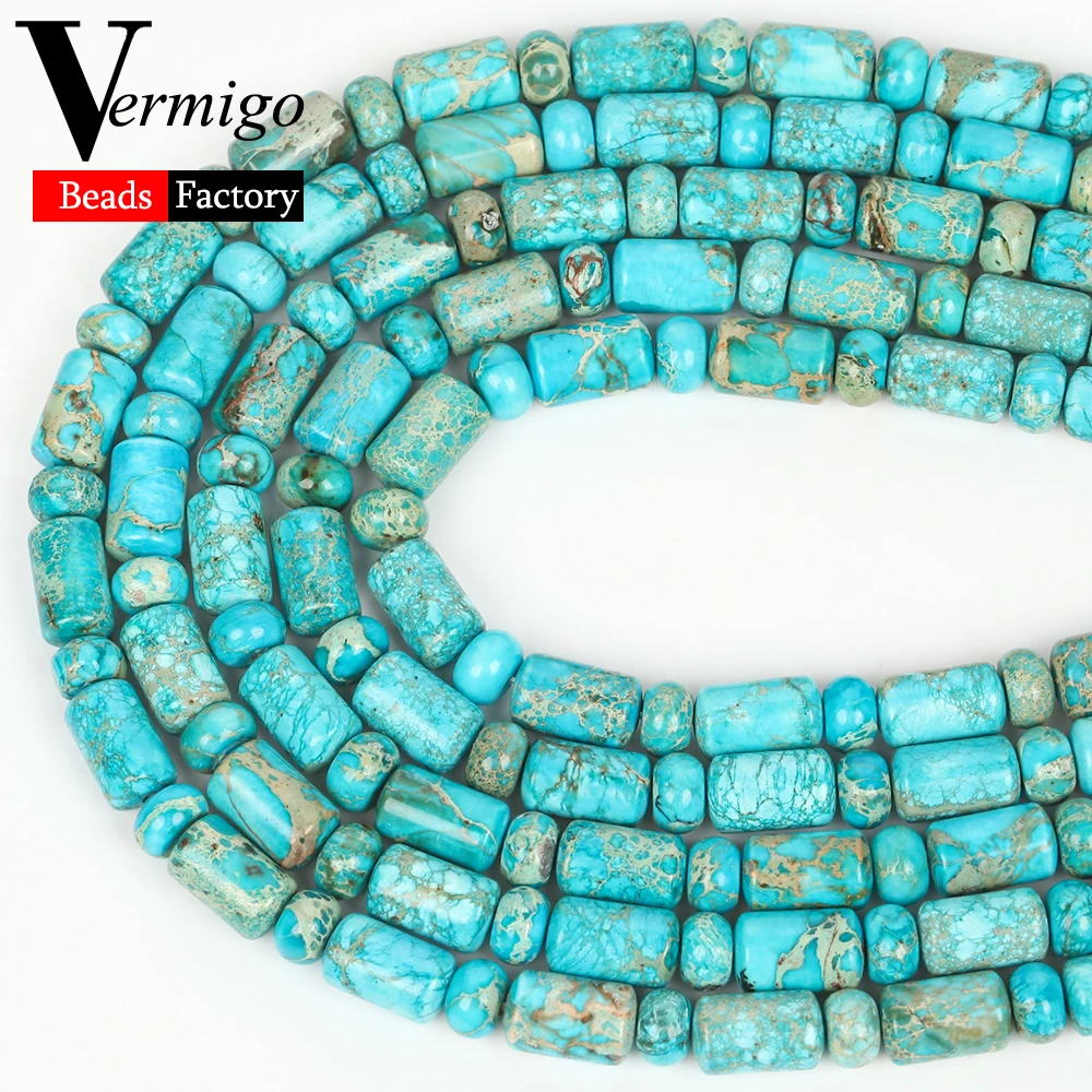 Elegant Natural Lake Blue Sea Sediment Jasper Abacus Beads