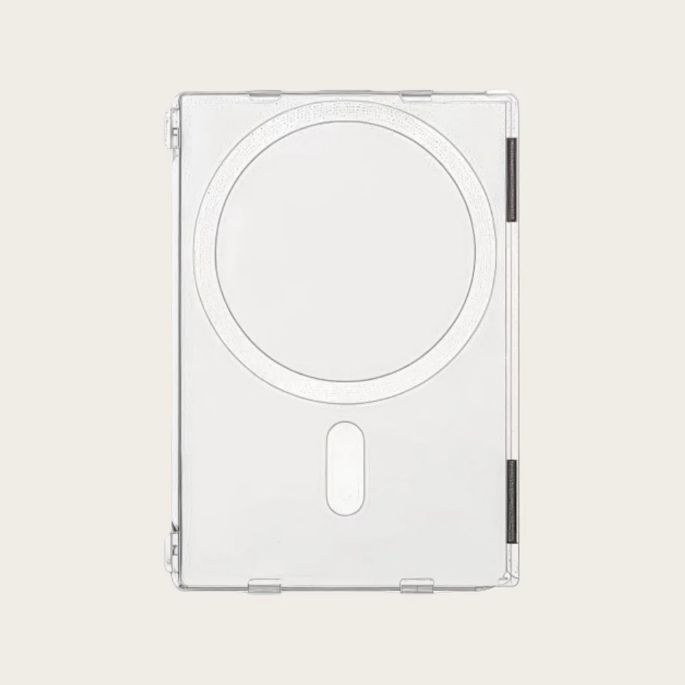 Transparent Magnetic Card Sleeve with Dual Slots and Shockproof Stand Functionality