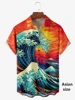 Japanese Style Ukiyoe Wave 3D Print Men Casual Hawaiian Shirts Summer Fashion Shirt For Man Street Button Short Sleeves Clothes 5
