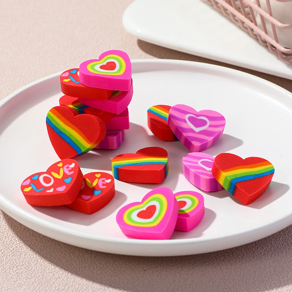 48 Pcs The Gift Heart Eraser Mini Erasers Small Prize Fun For Heart Erasers School Supplies Bulk Classroom Kids Painting Toddler 3