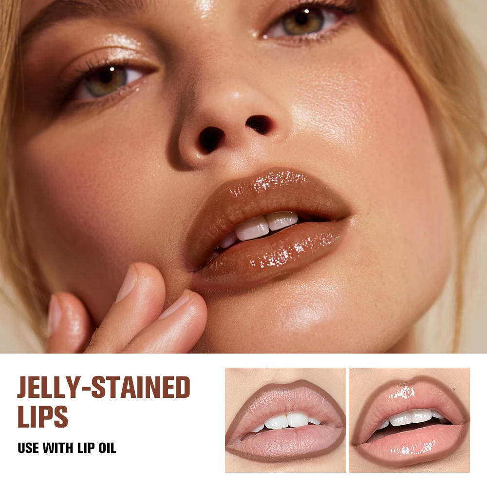 2-in-1 Lip Contour Lip Stain Pen Smudge-proof Non-stick Cup Moisturizing Makeup Cosmetic Dual-Sided Tip Stain & Liner