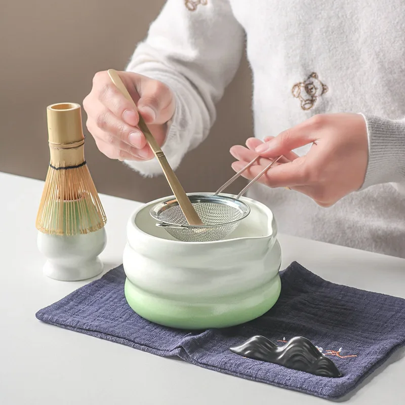4/5/7pcs Set Traditional Ceramic Tea Matcha Bowl Durable Handmade Green Tea Maker Cup for Matcha Preparation Kitchen Supplies