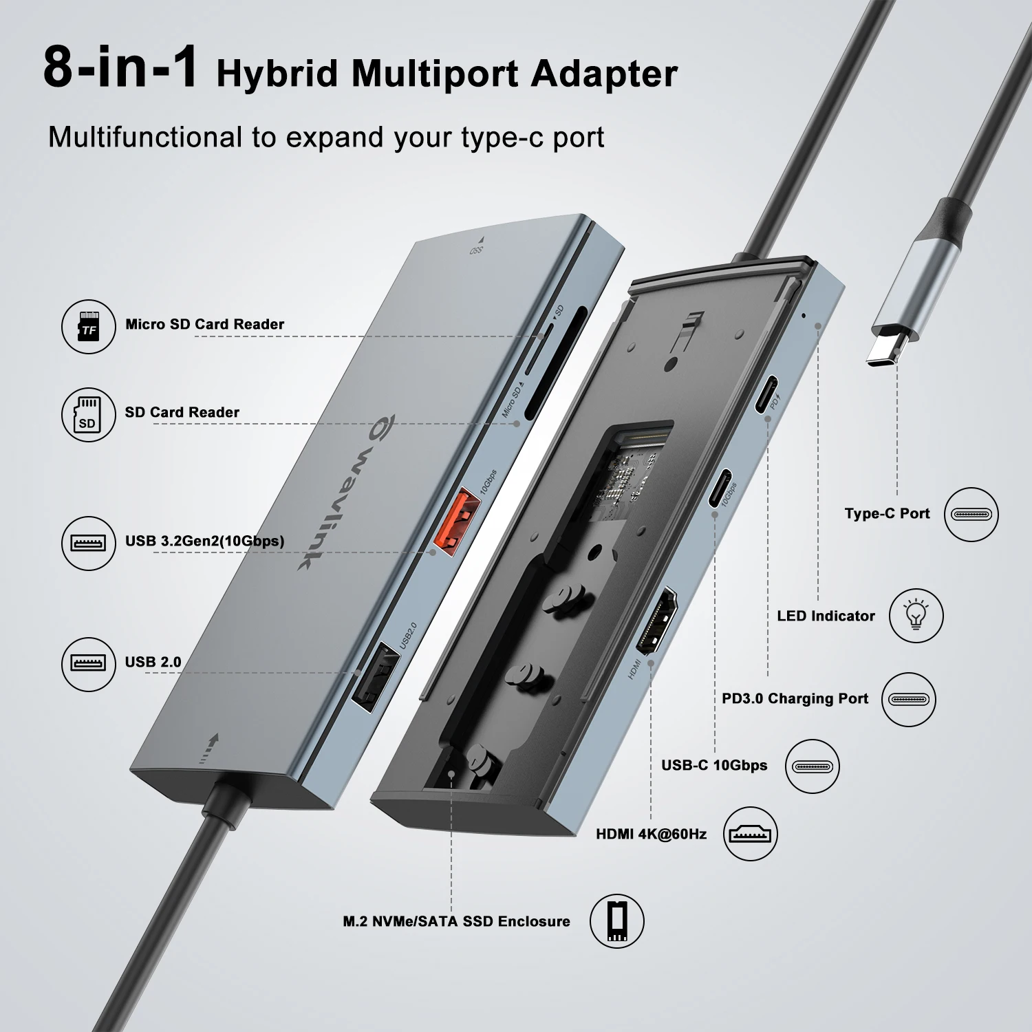 Wavlink Multifunctional USB-C Hub with M.2 NVMe/SATA SSD