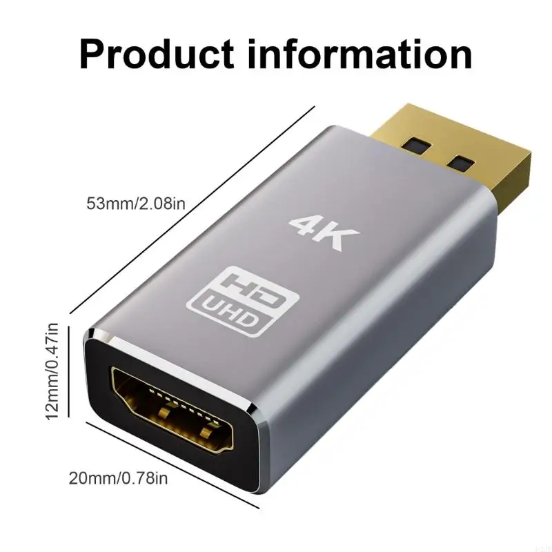 U2JE UHD to Displayport Adapter 4K Active UHD Female to DisplayPort Male Converter Adapter High Speed Converter for Desktop