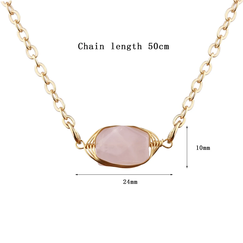 Natural stone Popular Rose Quartz Necklace Banquet party ladies clavicle chain clothing matching accessories