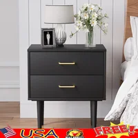 2 Drawer Nightstand Bedside Table Storage Cabinet Modern Design Furniture Bedroom Living Room 1