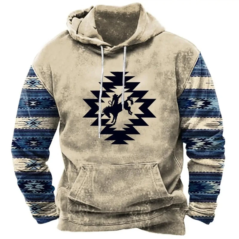 thumbnail image 1 of Sudadera con capucha con estampado gráfico vintage para hombre, jersey con estampado tradicional indio, sudaderas con capucha informales de gran tamaño, ropa para hombre, ropa unisex, 1 of 5