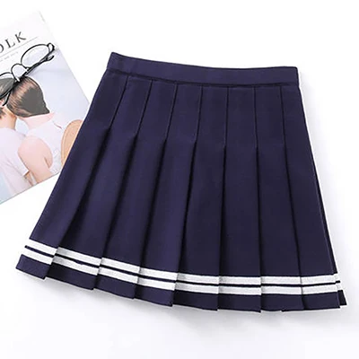 sequin skirt Striped Pleated Skirt Preppy Style High Waist Womens Skirts School Female Skirts Sweet Mini A-Line Dance Short Skirt Ladies 2021 blue skirt Skirts