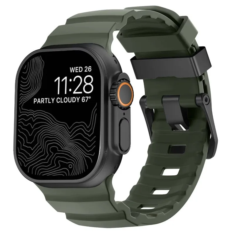 Luminous Sport Silicone & Titanium Metal Watch Band Bracelet