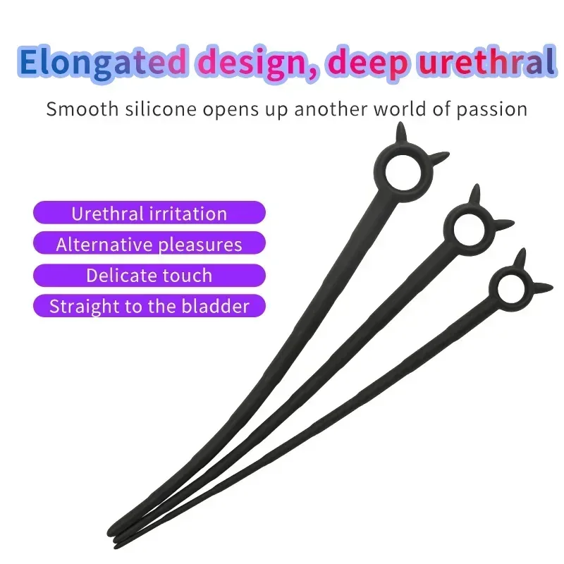 Silicone Long Penis Catheter Sound Urethral Dilator Deep Prostate Stimulate Urethra Chastity Sounding Rod Erotic Sex Toy for Men