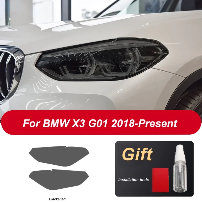 

2-piece Automobile Headlamp Protective Film Transparent Black TPU sticker For BMW X3 M G01 2020 F25 Car TPU Decorative sticker