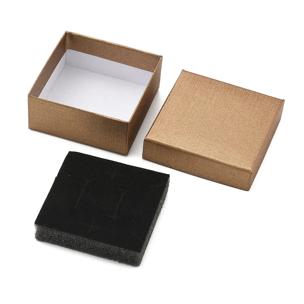 PandaHall 12 Stück Quadratische Schmuckboxen aus Karton mit Schwamm, 7,4x7,4x3,2cm für Ring-, Ohrring- und Halsketten-Präsentation sowie Geschenkverpackung – Detail 14