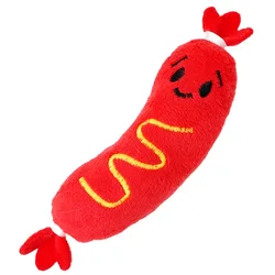 Plush Squeaky Dog Chew Toy - Bite - Resistant Interactive Pet Teeth Grinder (Red)