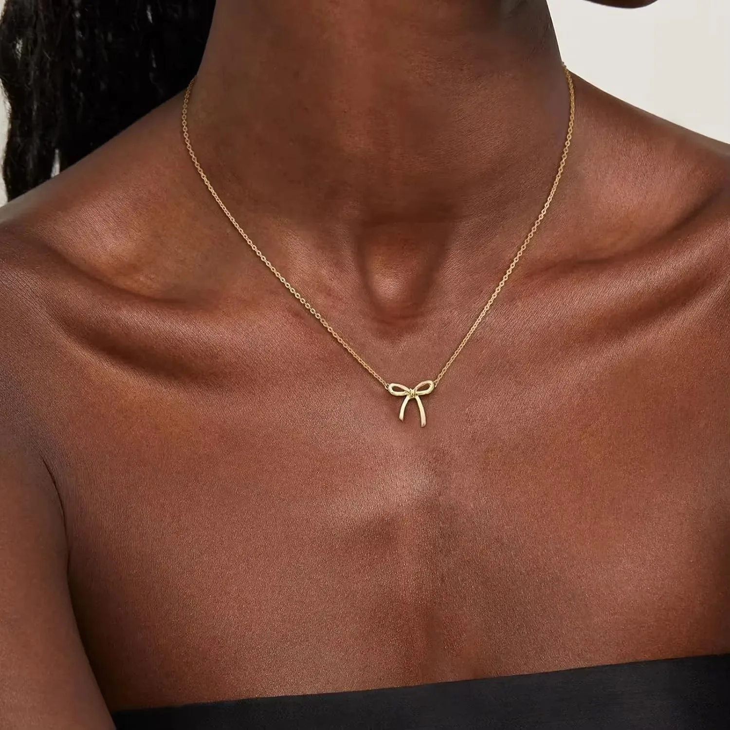 Stainless Steel Bowknot Lucky Necklace For Women
