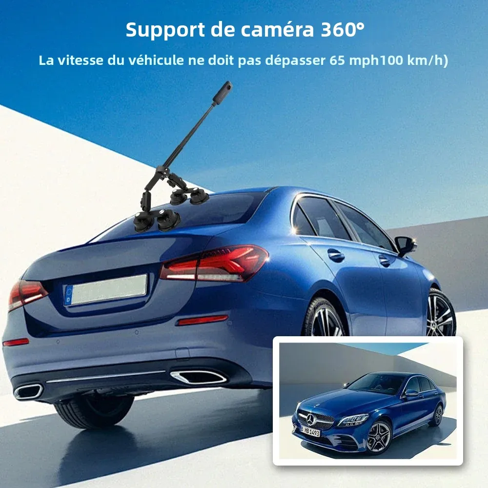 Support Ventouse Voiture pour Insta360 X5 X4 X3 GoPro - Fixation Solide