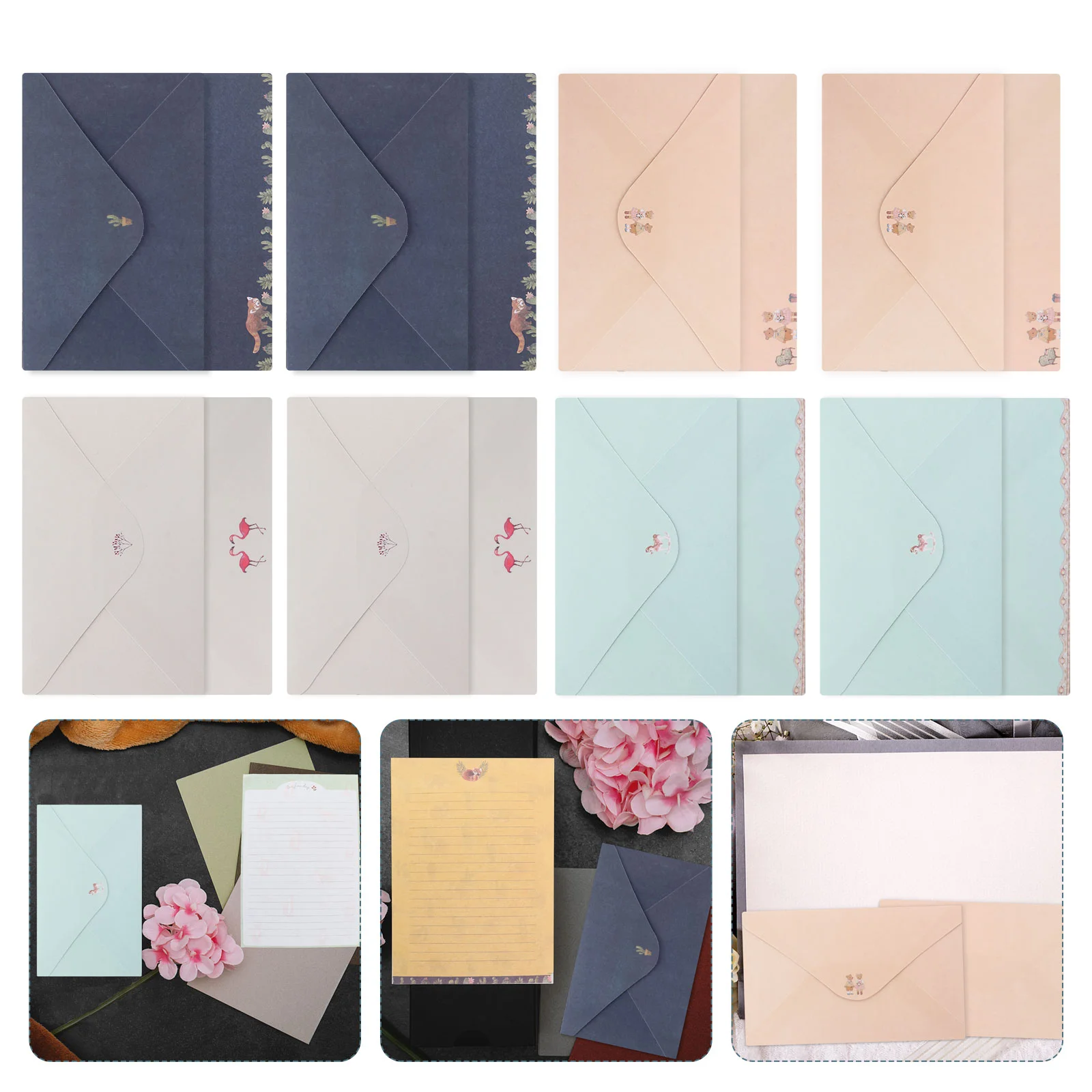 54 Pcs Envelope Wedding Wrapping Paper Letter Stationery Writing with Envelopes Western Style invitation flower desig letter paper craft paper kraft paper with rope retro vintage letter pad writing paper envelope