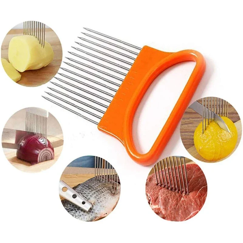 1PC Onion Needle Onion Fork Vegetables Fruit Slicer Tomato Cutter Cutting Safe Holder Kitchen Accessories Tools 4