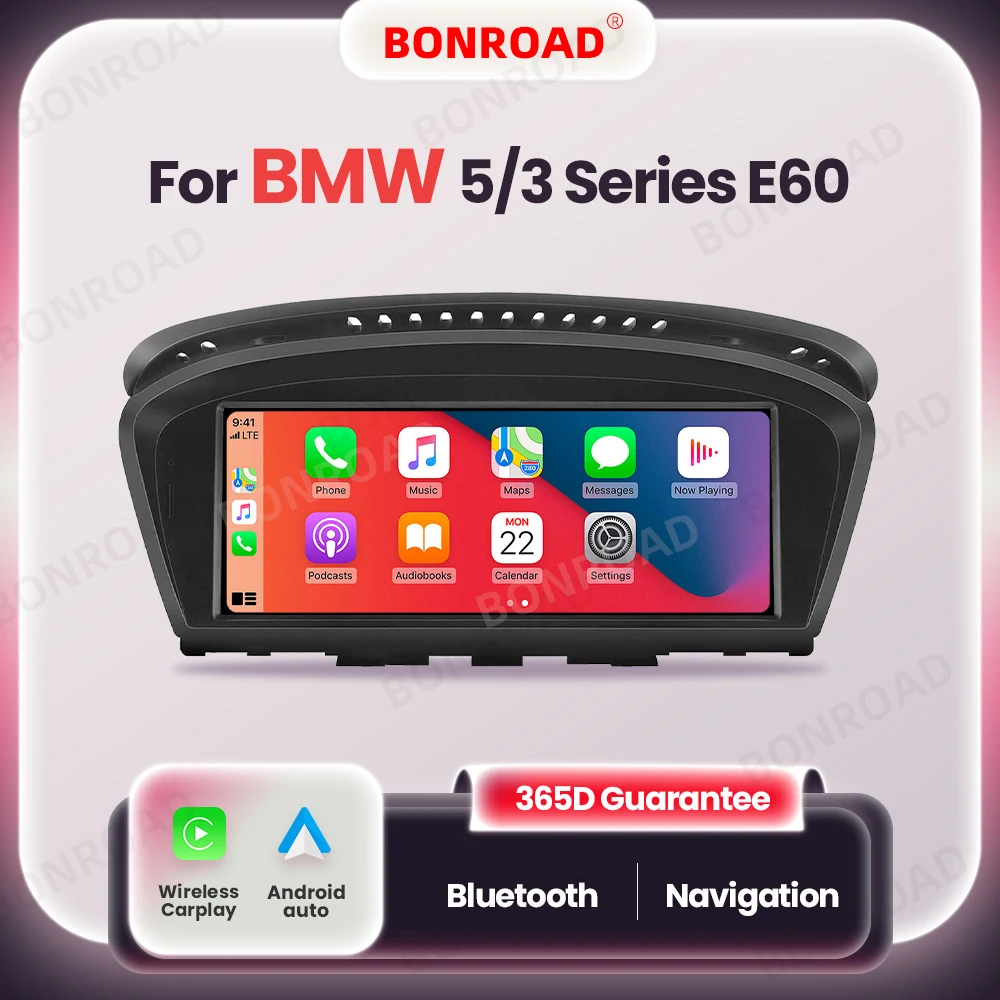 BONROAD-REPRODUCTOR Multimedia para coche, Radio con pantalla CarPlay, Android, para BMW Serie 5/3, E60/E61/E62/E63/E90/E91/E92/E93/M3, CCC, máscara, CIC 1