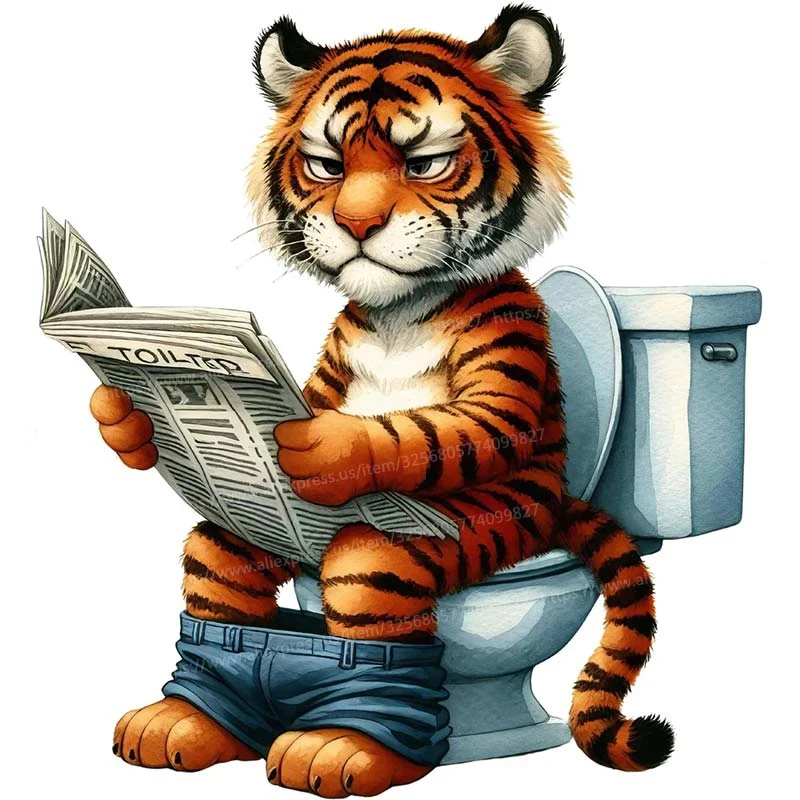 Wall Sticker Bathroom Toilet Decor Living Room Cabinet Home Decoration Decals Self Adhesive Mural Animal Toilet Use